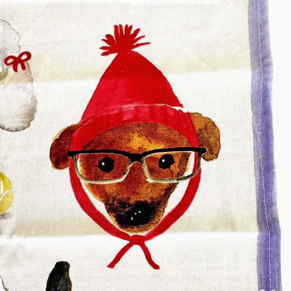 Sara LaTable Dog Dish Towel 18x28 Cotton Cute Funny Dogs Glasses Kitchen Decor‎